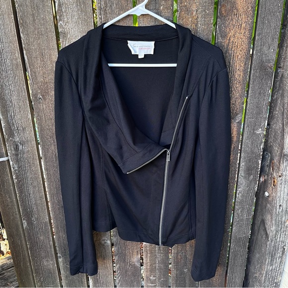 Vince Camuto Two Black Asymmetrical Zip Moto Jacket Sz L - Picture 8 of 13
